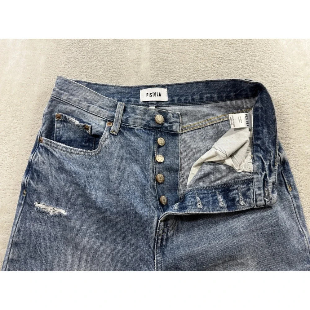Pistola Womens Cassie Super High Rise Blue Straight Jeans 26 Meas: 27x30.5